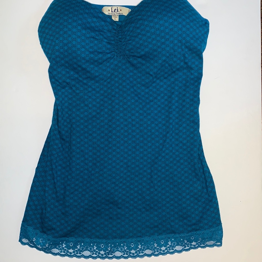 Turquoise-Blue Noodle-Strap Top